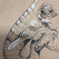 Fusain et pastel blanc