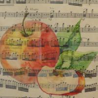 Aquarelle sur partition ancienne